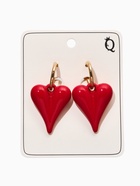 Серьги со съёмными подвесками «Сердца вытянутые», красные в золоте - Фото 4