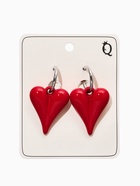 Серьги со съёмными подвесками «Сердца вытянутые», красные в серебре - Фото 4