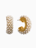 Серьги кольца «Жемчужная россыпь», белые в золоте - Фото 2