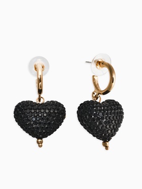 Серьги с подвесками «Вечернее сердце», чёрные в золоте
