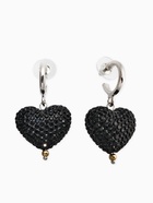 Серьги с подвесками «Сияние вечера» сердце, чёрные в серебре - фото 68180361