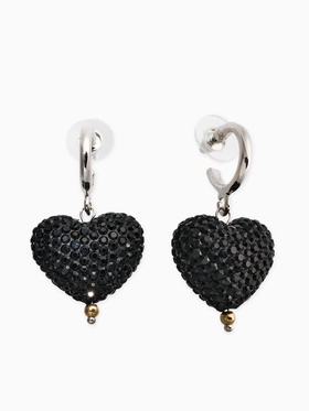 Серьги с подвесками «Сияние вечера» сердце, чёрные в серебре
