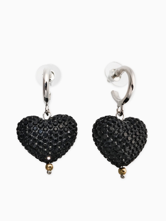 Серьги с подвесками «Сияние вечера» сердце, чёрные в серебре