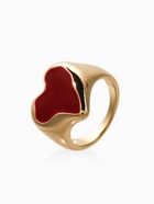 Кольцо «Корейский стиль. Сердце», размер 17, бордовое в золоте - фото 68180373