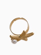 Кольцо «Морская звезда с жемчугом», безразмерное, белое в золоте - фото 68180383