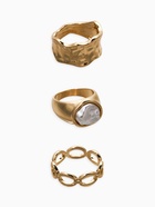 Набор колец «Новый стиль. Жемчуг и Цепь», 3 шт. размер МИКС, белый в золоте - фото 68180401