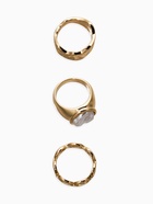 Набор колец «Новый стиль. Жемчуг и Цепь», 3 шт. размер МИКС, белый в золоте - фото 68180402