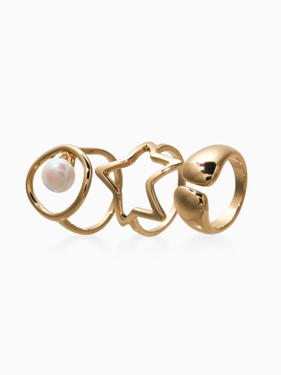 Набор колец «Новый стиль. Космос», 3 шт. размер МИКС, белый в золоте