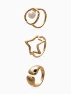 Набор колец «Новый стиль. Космос», 3 шт. размер МИКС, белый в золоте - фото 68180410