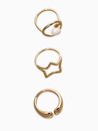 Набор колец «Новый стиль. Космос», 3 шт. размер МИКС, белый в золоте - фото 68180412