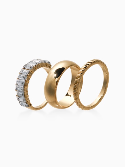 Набор колец «Новый стиль. Дорожка», 3 шт. размер МИКС, белый в золоте