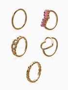 Набор колец «Новый стиль. Сердца и Бесконечность», 5 шт. размер МИКС, бело-розовый в золоте - фото 68180435