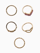 Набор колец «Новый стиль. Сердца и Бесконечность», 5 шт. размер МИКС, бело-розовый в золоте - фото 68180437