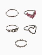 Набор колец «Новый стиль. Сердца и Бесконечность», 5 шт. размер МИКС, бело-розовый в серебре - фото 68180440