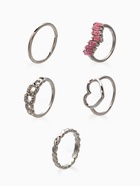 Набор колец «Новый стиль. Сердца и Бесконечность», 5 шт. размер МИКС, бело-розовый в серебре - фото 68180441