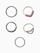 Набор колец «Новый стиль. Сердца и Бесконечность», 5 шт. размер МИКС, бело-розовый в серебре - фото 68180442