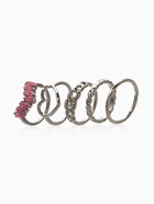 Набор колец «Новый стиль. Сердца и Бесконечность», 5 шт. размер МИКС, бело-розовый в серебре - фото 68180439