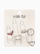 Набор колец «Новый стиль. Сердца и Бесконечность», 5 шт. размер МИКС, бело-розовый в серебре - фото 68180443