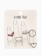 Набор колец «Новый стиль. Сердца и Бесконечность», 5 шт. размер МИКС, бело-розовый в серебре - Фото 6