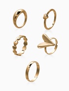 Набор колец «Новый стиль. Сердечки», 5 шт. размер МИКС, цвет золото - фото 68180445