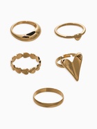 Набор колец «Новый стиль. Сердечки», 5 шт. размер МИКС, цвет золото - фото 68180446