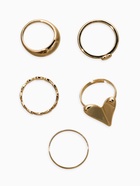 Набор колец «Новый стиль. Сердечки», 5 шт. размер МИКС, цвет золото - фото 68180447
