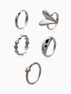 Набор колец «Новый стиль. Сердечки», 5 шт. размер МИКС, цвет серебро - фото 68180450