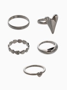 Набор колец «Новый стиль. Сердечки», 5 шт. размер МИКС, цвет серебро - фото 68180451