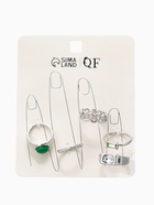 Набор колец «Новый стиль. Малахит», 5 шт. размер МИКС, цвет изумрудный в серебре - фото 68180458