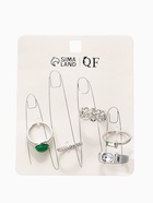 Набор колец «Новый стиль. Малахит», 5 шт. размер МИКС, цвет изумрудный в серебре - Фото 6