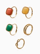Набор колец «Новый стиль. Камни», 5 шт. размер МИКС, цветной в золоте - фото 68180460