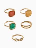 Набор колец «Новый стиль. Камни», 5 шт. размер МИКС, цветной в золоте - фото 68180461