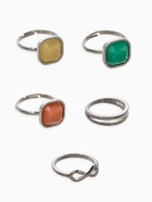 Набор колец «Новый стиль. Камни», 5 шт. размер МИКС, цветной в серебре - фото 68180466