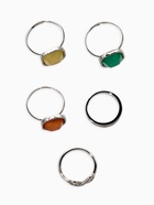 Набор колец «Новый стиль. Камни», 5 шт. размер МИКС, цветной в серебре - фото 68180467