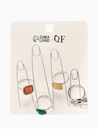 Набор колец «Новый стиль. Камни», 5 шт. размер МИКС, цветной в серебре - фото 68180468