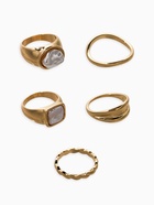 Набор колец «Новый стиль. Жемчуг», 5 шт. размер МИКС, белый в золоте - фото 68180472