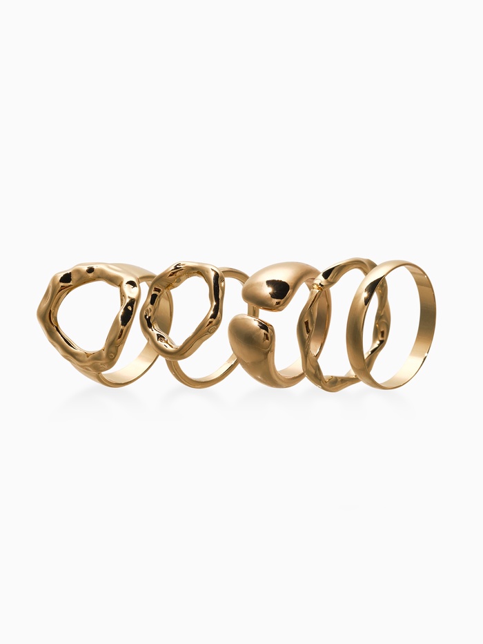 Набор колец «Новый стиль. Мятый», 5 шт. размер МИКС, цвет золото