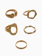 Набор колец «Новый стиль. Мятый», 5 шт. размер МИКС, цвет золото - фото 68180481