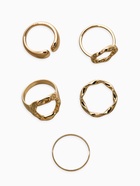 Набор колец «Новый стиль. Мятый», 5 шт. размер МИКС, цвет золото - фото 68180482