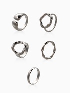 Набор колец «Новый стиль. Мятый», 5 шт. размер МИКС, цвет серебро - фото 68180485