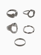 Набор колец «Новый стиль. Мятый», 5 шт. размер МИКС, цвет серебро - фото 68180486