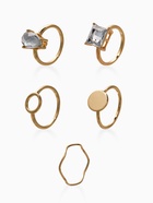 Набор колец «Новый стиль. Кристалл», 5 шт. размер МИКС, белый в золоте - фото 68180490