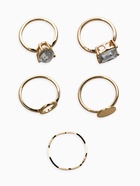 Набор колец «Новый стиль. Кристалл», 5 шт. размер МИКС, белый в золоте - фото 68180492