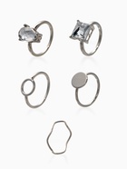 Набор колец «Новый стиль. Кристалл», 5 шт. размер МИКС, белый в серебре - фото 68180495