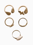 Набор колец 5 шт "Новый стиль" море, размер МИКС, цвет белый в золоте - Фото 3