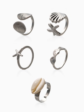 Набор колец «Новый стиль. Море», 5 шт. размер МИКС, белый в серебре
