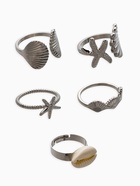 Набор колец 5 шт "Новый стиль" море, размер МИКС, цвет белый в серебре - Фото 2