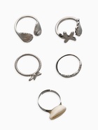 Набор колец 5 шт "Новый стиль" море, размер МИКС, цвет белый в серебре - Фото 3