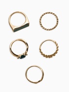 Набор колец «Новый стиль. Малахит», 5 шт. размер МИКС, цвет изумрудный в золоте - фото 68180532