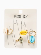 Набор колец 5 шт "Новый стиль" ракушки, размер МИКС, цветные в золоте - Фото 5